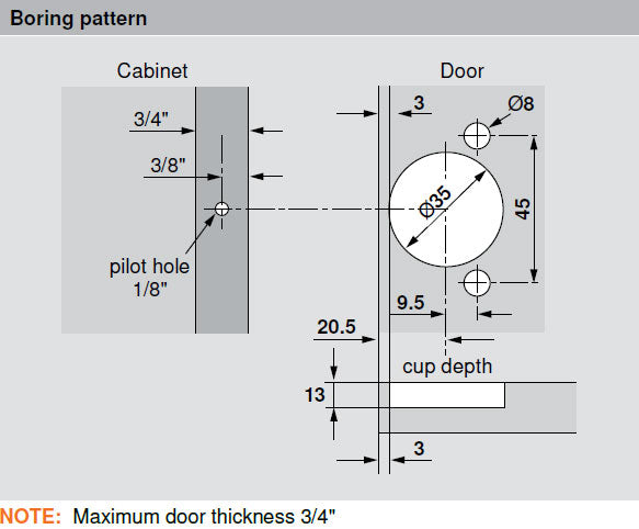 Blum COMPACT CLIP 31C3 110° 1" Overlay Soft Close Press-in Face Frame Hinge - 31C358BS16