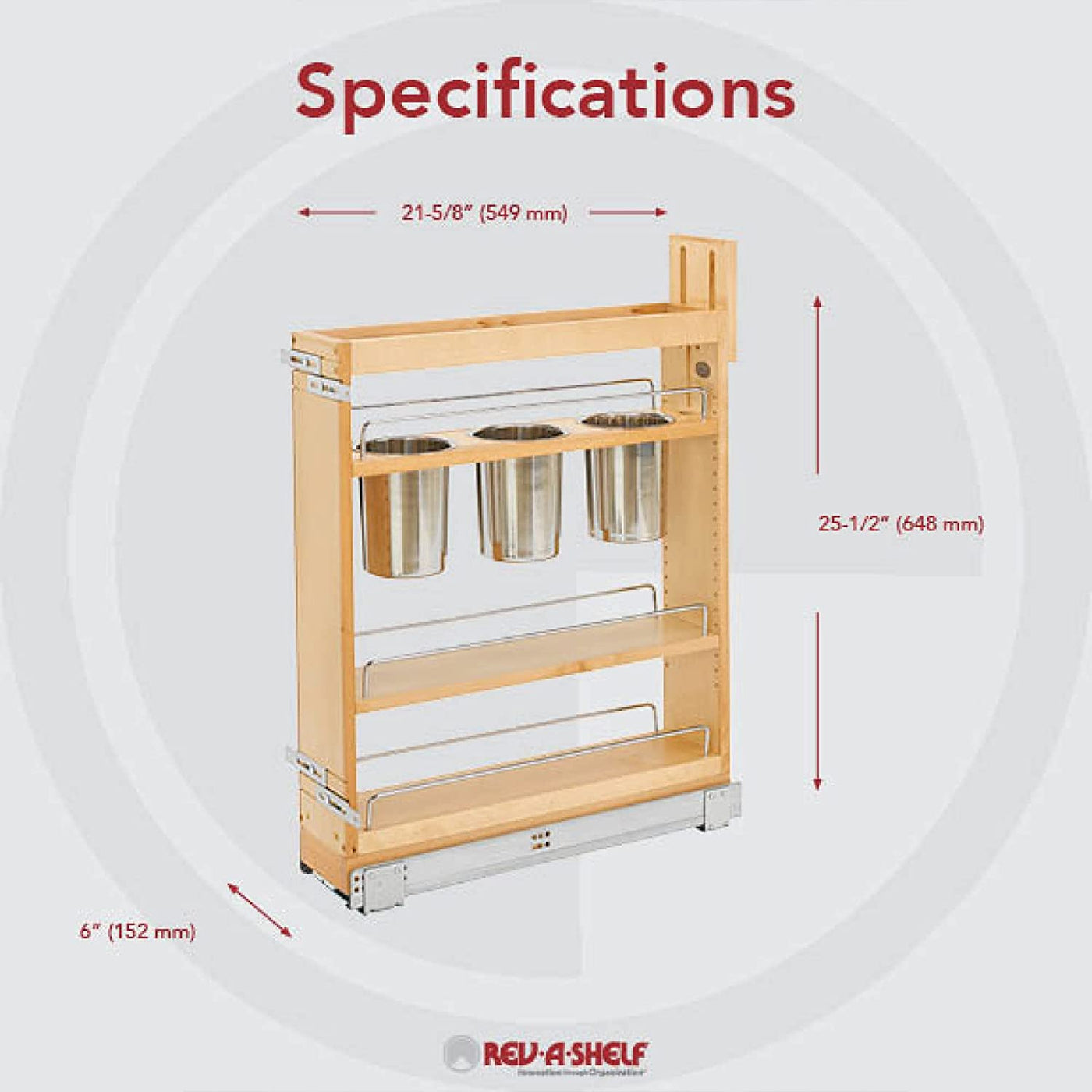 Rev-A-Shelf 448KB Series Pull-Out Knife and Utensil Base Cabinet Organizer  with Blumotion Soft Close