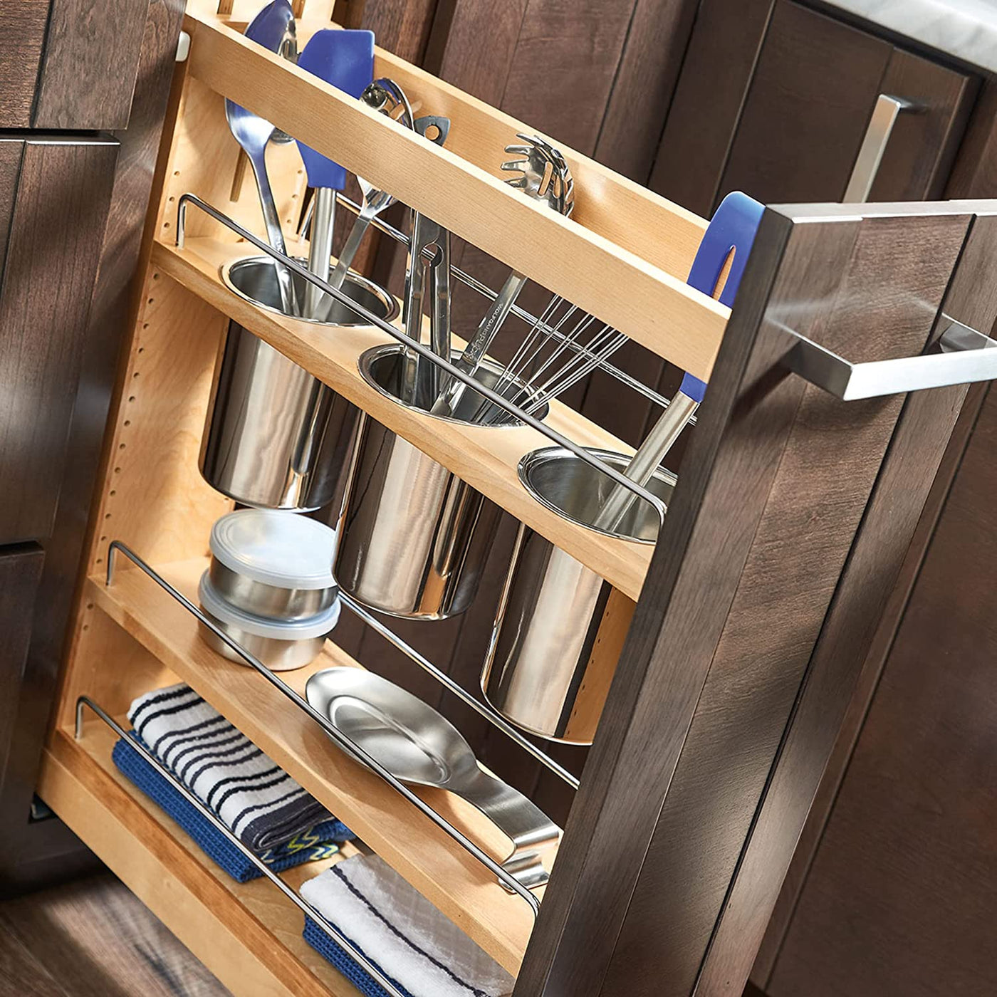 Rev-A-Shelf 448KB Series Pull-Out Knife and Utensil Base Cabinet Organizer  with Blumotion Soft Close