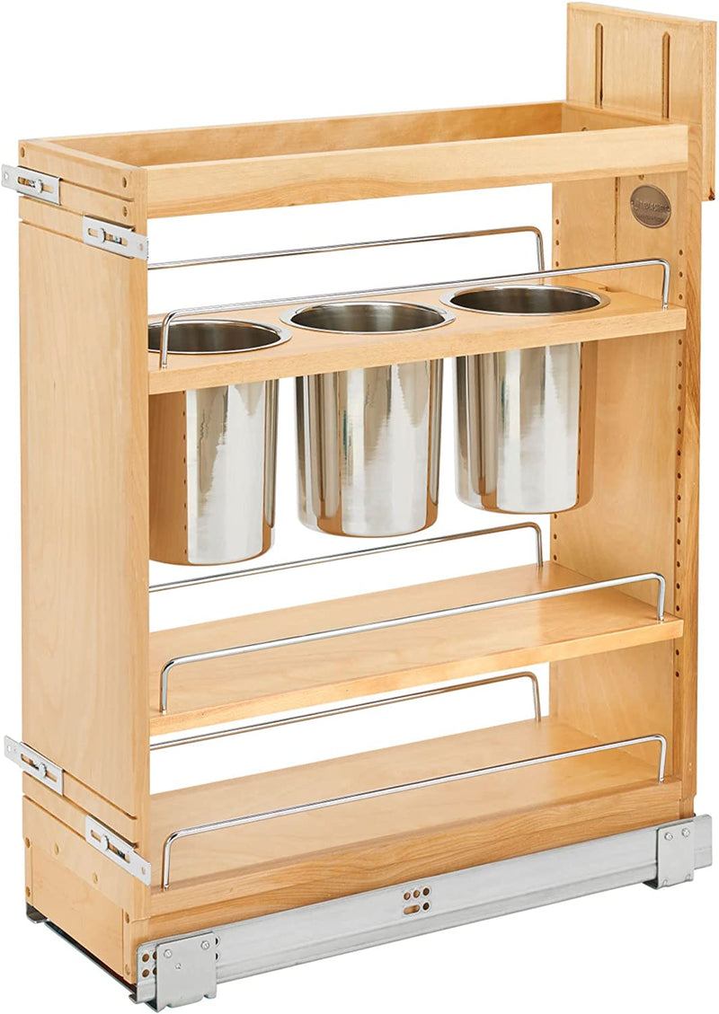 Rev-A-Shelf 448UT Series Soft-Close Base Cabinet Pullout w/Utensil Bins - 8-3/4" - 448UT-BCSC-8C - FREE DOMESTIC SHIPPING