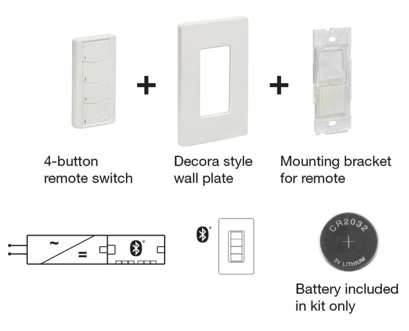 Hafele 450.80.868 Wireless Wall Switch, Häfele Connect Mesh 4-Button Remote and Wall Plate Kit