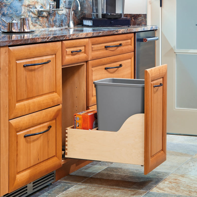 Rev-A-Shelf 4WCSC Series Single 35 Qt Trash Pullout - 12" - 4WCSC-1535DM-1