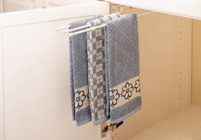 Rev-A-Shelf 563 Series 3-Prong Pullout Towel Bar - White - 563-47