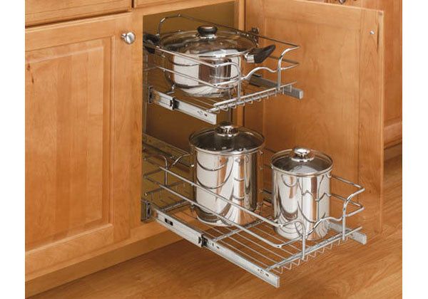 Rev-A-Shelf 5WB Series 9" Double Pullout Wire Basket - Chrome - 5WB2-0918-CR