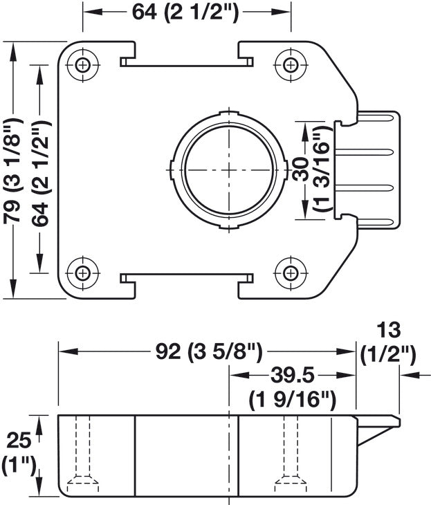 Hafele 637.76.341 Screw Mounted Mounting Plate, for Häfele AXILO® 78 plinth system