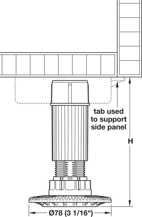 Hafele 637.76.353 Adjustment Feet, 4", for Häfele AXILO® 78 plinth system