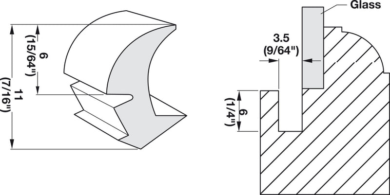 Hafele 706.60.411-1 Panel Retainer, Standard Profile for Glass Door Fittings, Transparent - Per Foot