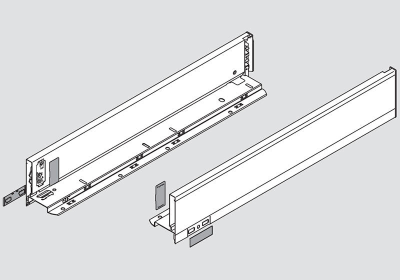 Blum LEGRABOX Drawer Profile Set - M Height - Stainless Steel - 14" - 770M3502I