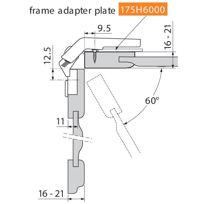 Blum 79T8500.10 CLIP top Bi-fold, Self Close, Screw-on Hinge - 79T8500.10