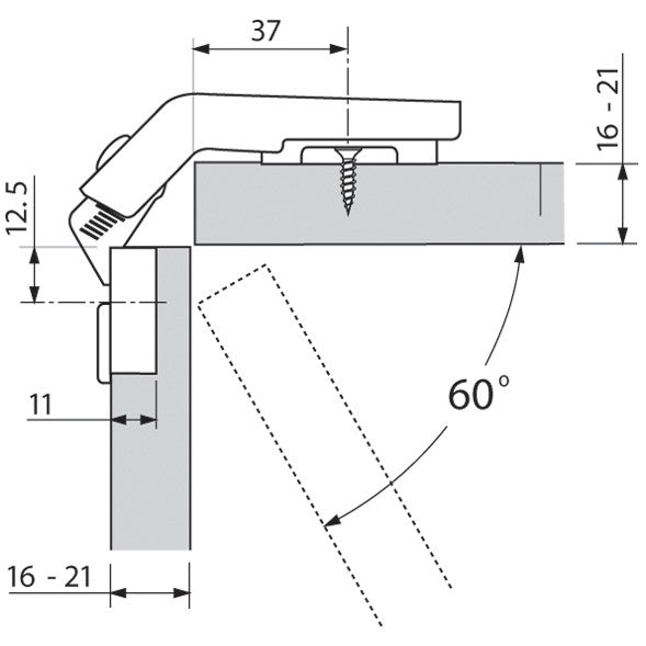 Blum 79T8500.10 CLIP top Bi-fold, Self Close, Screw-on Hinge - 79T8500.10