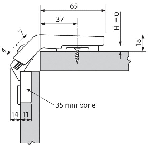 Blum 79T8500.10 CLIP top Bi-fold, Self Close, Screw-on Hinge - 79T8500.10