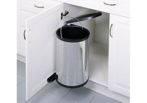 Rev-A-Shelf 8-010 Series Single Round Pivot-out Waste Containers - Stainless Steel - 8-010314-15