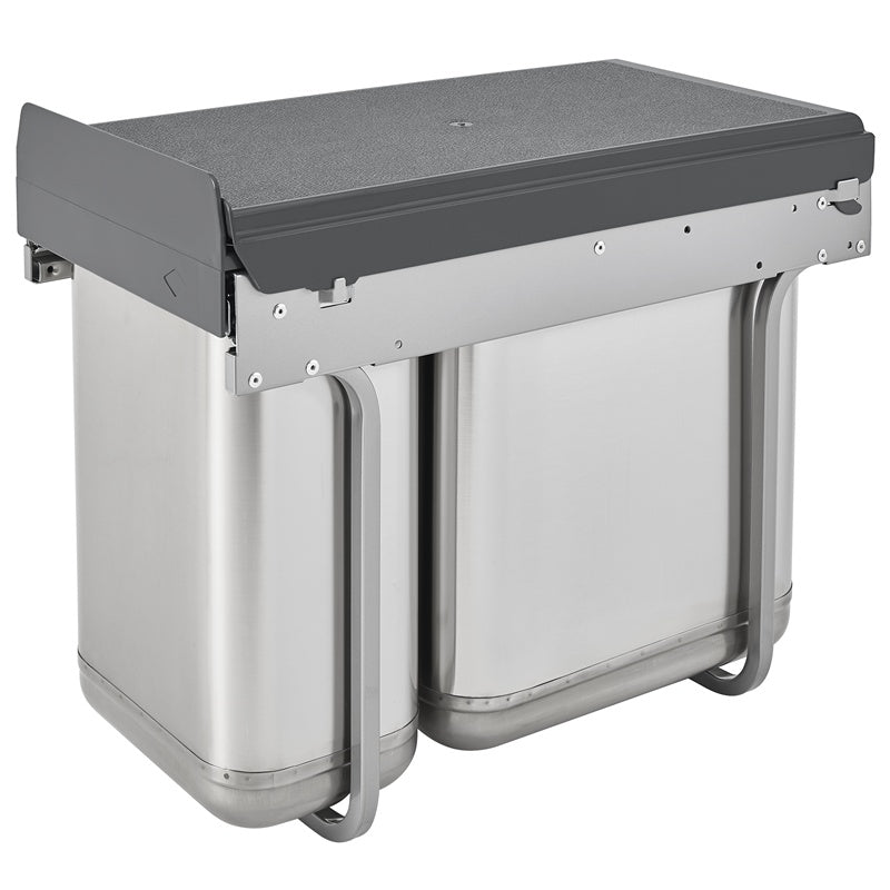 Rev-A-Shelf 8-785 Series Double Door Mount Covered Stainless Steel Waste Containers - 8-785-30-DM2SS