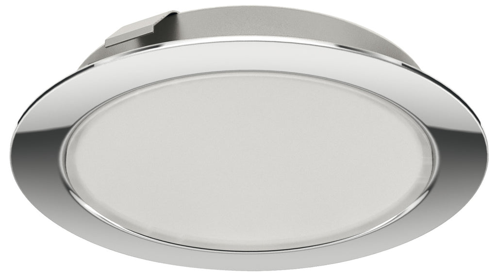 Hafele Loox LED 2047 Recess/Surface Mounted Downlight, Monochrome, 12 V - Warm White (3000K) - Polished Chrome - 833.72.300