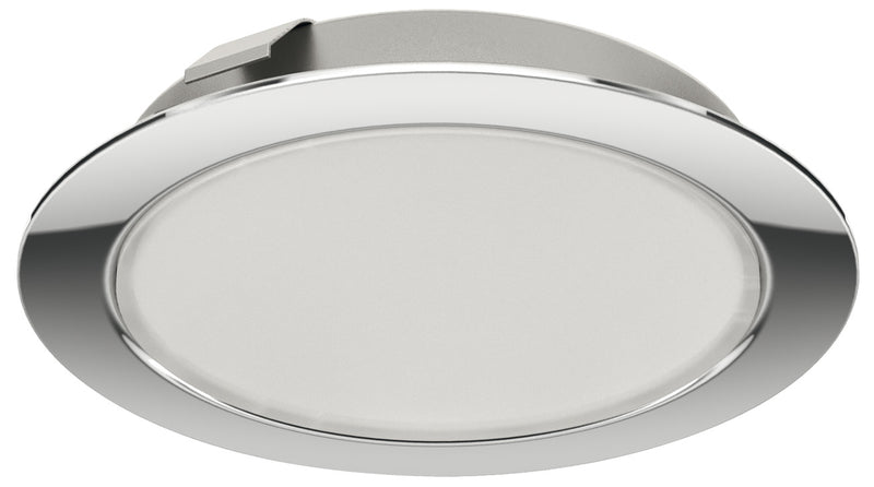 Hafele Loox LED 2047 Recess/Surface Mounted Downlight, Monochrome, 12 V - Warm White (3000K) - Polished Chrome - 833.72.300
