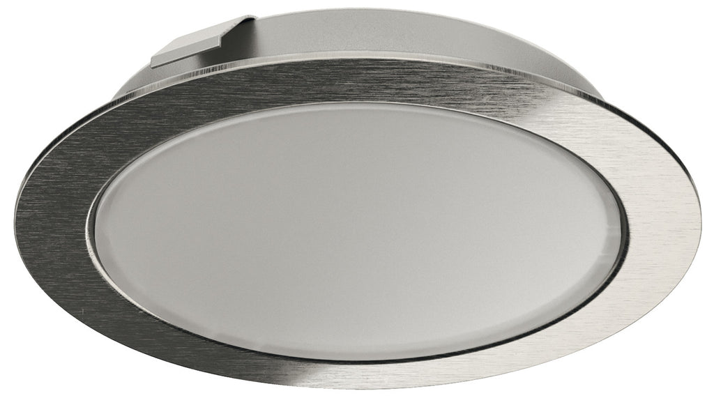 Hafele Loox LED 2047 Recess/Surface Mounted Downlight, Monochrome, 12 V - Warm White (3000K) - Stainless Steel Colored - 833.72.390