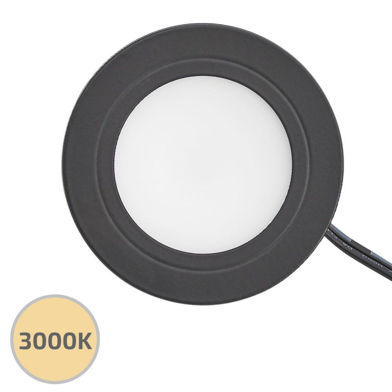 Tresco 3W Equiline LED Puck Light - 3000K Warm White - Black - L-POC-3EQFR-WBL-1