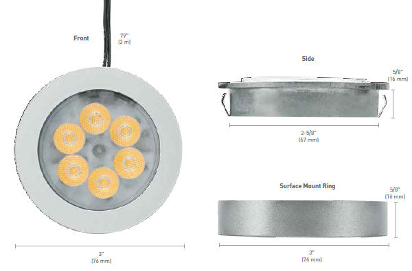 Tresco Pockit Adapt LED Puck Light - 3000K Warm White - L-POC-5ADJ-W-1