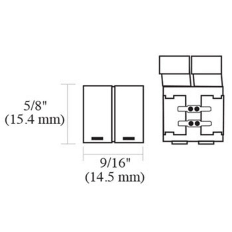 Tresco 12VDC Back-to-Back Connector for Single Color FlexTape® - L-TPELNK-BTB-1