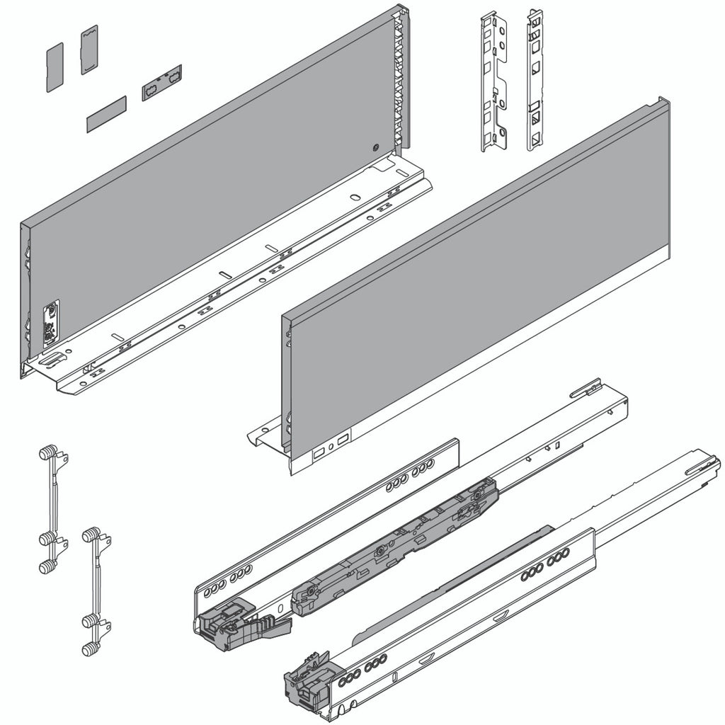 Blum LEGRABOX C Height (7") V1 Packaging Set - 11" (270mm) - 125lb - Orion Gray (OG-M) - 770C27S0S