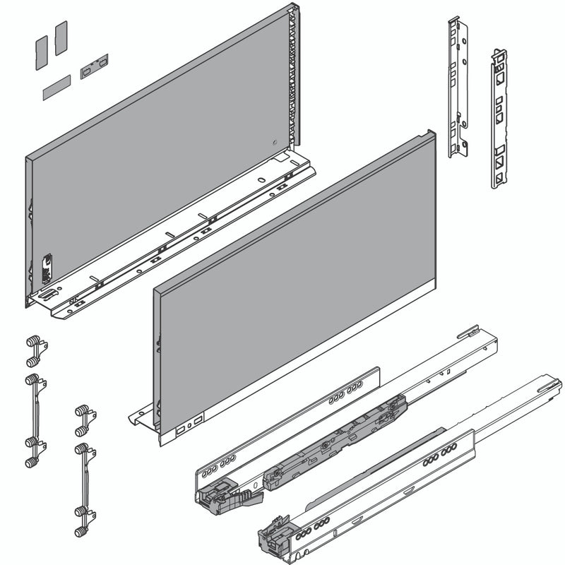 Blum LEGRABOX F Height (9-1/2") V1 Packaging Set - 16" (400mm) - 125lb - Orion Gray (OG-M) - 770F40S0S