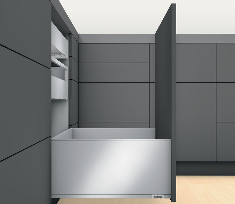 Blum LEGRABOX F Height (9-1/2") V1 Packaging Set - 26" (650mm) - 170lb - Stainless Steel (INGL) - 773F65S0I