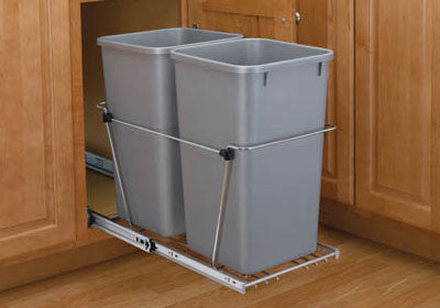 Rev-A-Shelf Double 27 Qt Trash Pullout with Full Extension Slides - RV-15KD-17C S