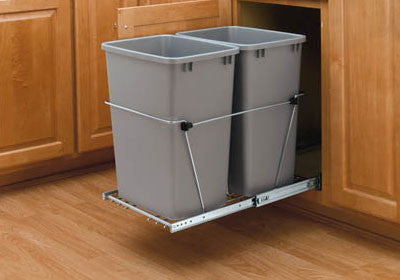 Rev-A-Shelf Double 35 Qt Trash Pullout with Full Extension Slides - RV-18KD-17C S