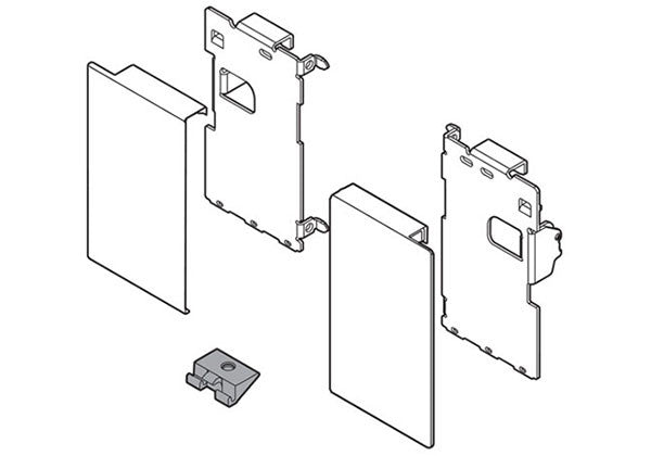 Blum LEGRABOX Interior Roll-out Front Fixing Bracket Set - M Height - Stainless Steel - ZI7.0MI0