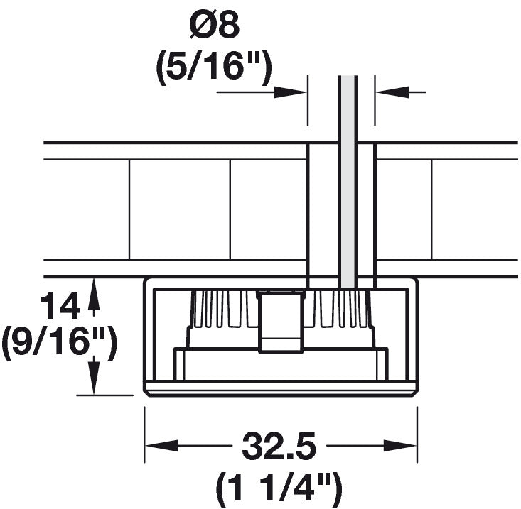 Hafele Loox5 LED 2090/3090 Surface Mount Housing - Square - Stainless Steel Color - 833.89.249