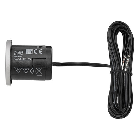 Tresco 12VDC Dual USB Charging Station - L-HUSB2-BLNI-1